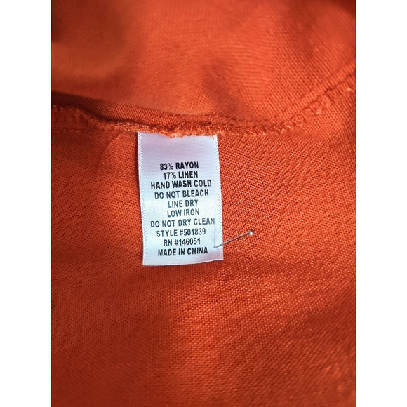 Monteau Los Angeles ~Woman Size M~ Orange Linen Blend V Neck Ruffle Maxi Dress. - Picture 8 of 15